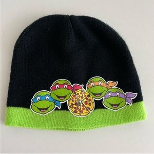 TMNT Teenage Mutant Ninja Turtles Beanie Pizza Hat Toboggan Black Green Youth